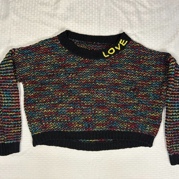 Sweaters - Upcycled Pride Knit Cropped Sweater with Hand stitching M (no tag)